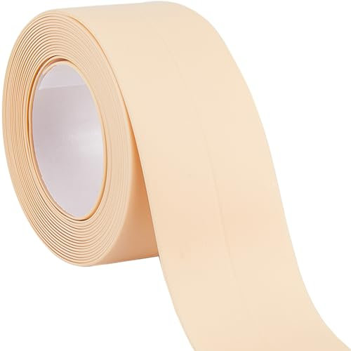 craspire Bande D'Étanchéité pour Calfeutrage 1.4 x 10.5,(3) m PVC Beige Auto-Adhésif Imperméable Bande D'Étanchéité pour Calfeutrage Garniture Décorative pour Évier de Cuisine, Salle de Bain