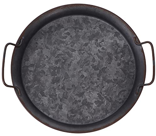 FORgue Plateau de service rustique avec poignée plateau de petit déjeuner plateau de présentation de bijoux plaque d'art en fer rétro for déjeuner dîner apéritifs table basse/816