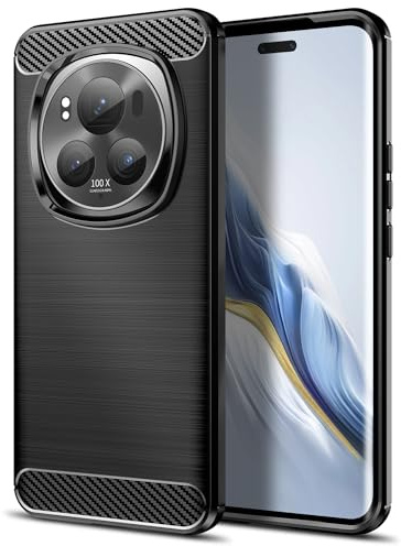 Qiinogow Hülle Kompatibel mit Honor Magic 6 Pro, Ultradünne Handyhülle Mit Stoßdämpfung, Schutzhülle aus Kohlefaser-TPU (Schwarz)