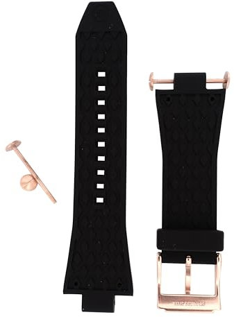 Michael Kors Montres pour Hommes 28mm, Silicone Noir, Bande de Rechange Originale pour MK8184