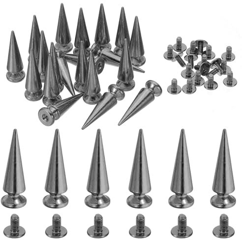 PATIKIL 29mm Nieten für Kleidung, 20 Sets Nieten und Spikes Leder Nieten Kegel Spikes Metall Schraubnieten für Kleidung Lederhandwerk Stoff Schuhe, 10x29mm, Schwarz