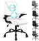 ALFORDSON Ergonomischer Massage BüRostuhl Mid Back Mit Klappbarer Armlehne, Pu Leder Studienstuhl Mit Sgs Gelistet Gas-Lift, Gaming Stuhl FüR Computer Arbeitstisch, Max Belastung 150kg, Weiß