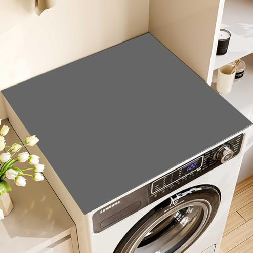 DANNEEFORSU7 Waschmaschin Abdeckung, Waschmaschinenauflage rutschfest 60x60cm, Waschmaschinen Staubschutz Grau, Universal Matte für Waschmaschine, Trockner, Küchen, Wohnmobile, Bäder, Zuschneidbare