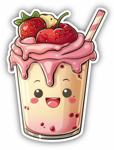 Samunshi® Süßer Kawaii Milkshake Aufkleber Anime Lecker Car Decal Sticker für Mofa Fahrrad Roller oder Auto Sticker Fahrrad Mtb Mountainbike Rennrad Comic Cartoon Retro Sticker 11x15cm