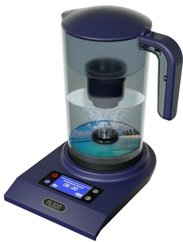 FILSOIT Hydrogen Alkaline Water Pitcher Maker Machine,Hydrogen Water Pitcher with SPE and PEM Technology, Make Hydrogen Content up to 800-1200 PPB 2000ml/70Oz