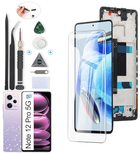 RongZy Pantalla para Redmi Note 12 Pro 5G Pantalla Táctil LCD Kit de Pantalla de Repuesto Ensamblaje Digitalizador de Reemplazo con Herramientas (Negro con Marco)