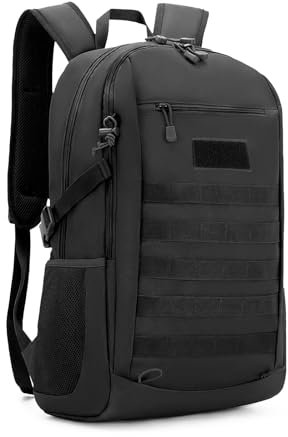 Explokit 10L 20L 30L Taktischer Rucksack Militär Daypack Wasserabweisend Wanderrucksäcke Outdoor Survival Backpack für Herren Damen Camping Wandern Reisen Jagd,Schwarz/Braun/Camo (#30L-Schwarz)