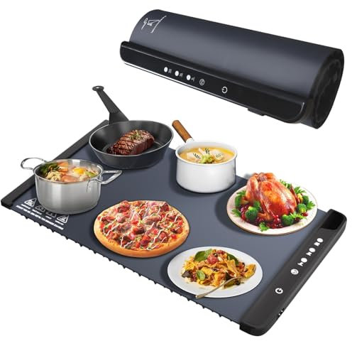 lazywoodpecker Scaldavivande elettrico, pieghevole, con 3 impostazioni di temperatura, in silicone nanomateriale, con spegnimento automatico, versatile, per feste a buffet, scongelamento