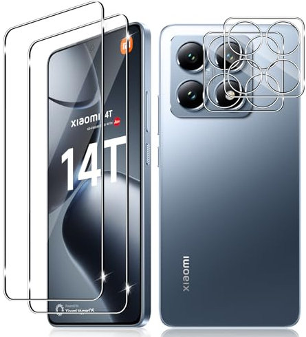 Vanrain Verre Trempé pour Xiaomi Mi 14T, 2+2 Pièces Protection D'écran Film et Caméra Arrière Protecteur, 9H Dureté Film Haute Définition Sans Bulles