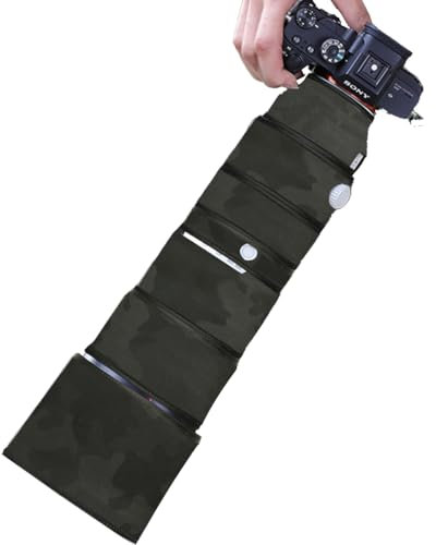 CHASING BIRDS Capa protectora impermeable de camuflaje para Sony FE 200-600 mm F5.6-6.3 G OSS, cubierta protectora de lente impermeable (negro sombra, con 1.4X y 2.0X TC)