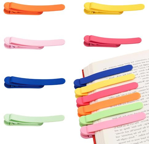 6 Stück Silikon Bookmark, Automatisches Lesezeichen, Intelligentes Lesezeichen, Buchzubehör für Kinder, Schwarz