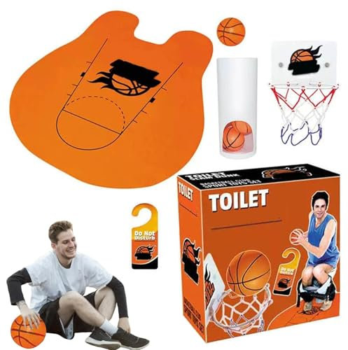 Generisch Toiletten-Basketball-Set, Toiletten-Basketballspiel | Basketballspielset,Interaktives Badezimmer-Sportspielzeug, Indoor-Basketballkorbspaß für Kinder und Erwachsene