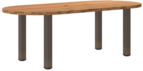 vidaXL Esstisch Hellbraun 220x100x74 cm Massivholz Eiche Oval, Küchentisch, Restauranttisch, Tisch Restaurant, Esszimmertisch, Bistrotisch