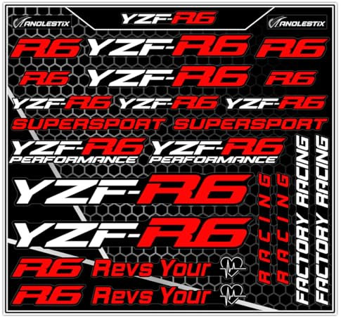 Adesivo Moto Adesivo Vinile Moto per Yama&Ha YZF-R6, Può Essere Usato come Adesivo per Carenatura Riservare Benzina Moto (Rosso)