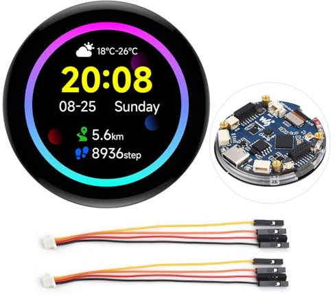 Waveshare ESP32-S3 1.43inch AMOLED Display Development Board, 466x466, QSPI Interface Round Display, Onboard Accelerometer and Gyroscope Sensor, RTC Chip, ESP32 with Display, Wihout Case
