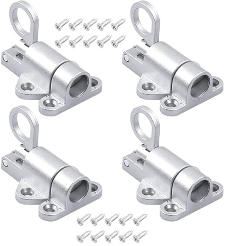 4 Pcs Automatic Spring Latch Lock, Aluminum Alloy Spring Latch Bolt, Pull Ring Door Bolt with Screws, Suitable for Windows, Wooden & Cabinet Doors, Fence, Drawer