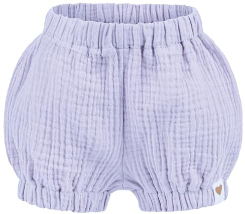 Smarilla Baby Kinder Musselin Shorts Kurze Hose Uni Pumphose Sommerhose, Bekleidungsgröße: 74/80, Farbe: Flieder