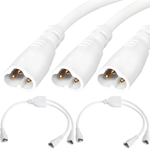 Xiatiaosann T5 T8 LED Splitter Cable, 3Pin LED Wire Tube Connector 1 Male to 2 Male Extension Cable Cord for Ceiling Lights, Integrated Tube Lamp Holder Socket (2 Pack)