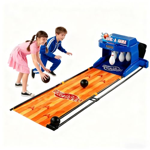 JIYINGHUI Elektrische Bowlingmaschine für Kinder, Automatische Reset Bowlingbahn Spiel, LED Elektronische Anzeige Simulation Sound Innen Arkade Konsole Bowling Set 2m/6.56ft