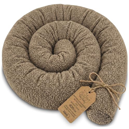 Totsy Baby Seitenschläferkissen Bettschlange Body Pillow 400 cm Bouclé - Kopfkissen lang Bettrolle Schlafkissen Nackenrolle Zertifikat Oeko-Tex Beige D