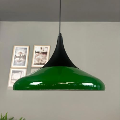 bamyum Hängelampe Paladin Grün Metall Ø35cm, Lampenschirm Wohnzimmer Industrial Vintage, Pendelleuchte Esstisch, Küchenlampe Hängend