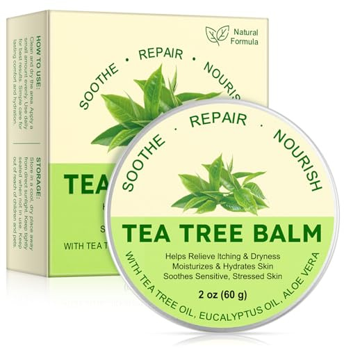 Tea Tree Oil Balm for Skin & Feet,60g Natural Formula for Soothe & Nourish, Relieve Itching,Dryness & Insect Bites