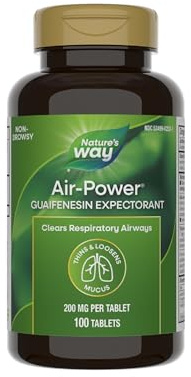 Nature's Way Air-Power, Guaifenesin Expectorant, Clears Airways, 100 ct