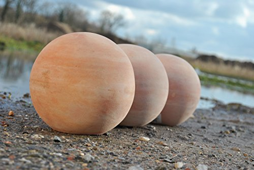 Kunert-Keramik Kugel,Terracotta,hell,12cm,Handarbeit,3er Pack