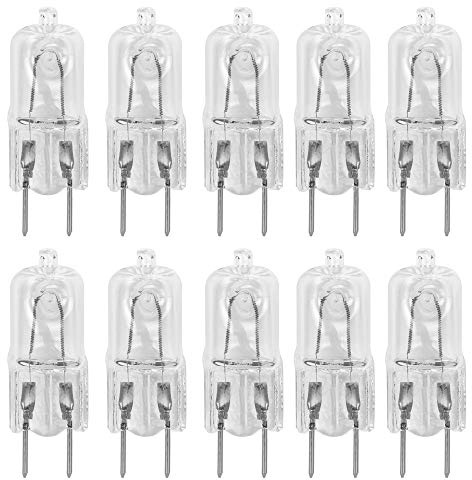 10 Pack-G8 20Watt 120V Halogen Light Bulbs T4 JCD Type 120V Bi-Pin Base Shorter 1-1/4 (1.25) Length 20W Lamp Soft White Under Cabinet Puck Lighting Replacement Dimmable Hood Range Q20/G8/CL/120V