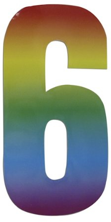 Rowan Self Adhesive Wheelie Bin Numbers 17cm - 6 - Rainbow Design