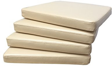 Sedex 4X Stuhlkissen Larissa Sitzpolster Kissen Sitzkissen mit Klettverschluss Kunstleder Beige