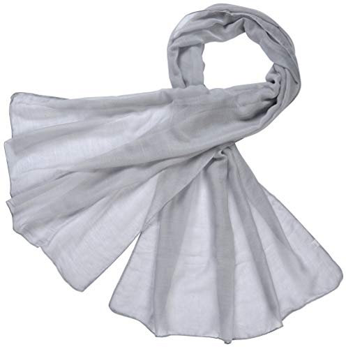 Miobo Loop Schal Crinkle Schal Halstuch Unifarbe 70 x 180cm Frühling Sommer Herbst Offen Grau