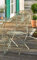 Dekoleidenschaft Metall-Stuhl Pfauenauge im Antik Design, Klappstuhl für Balkon, Terrasse, Garten