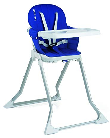 Be Cool Flat Trona Alta Plegable, Chasis Aluminio, con Bandeja y Sobrebandeja, Respaldo Reclinable, Color Royal