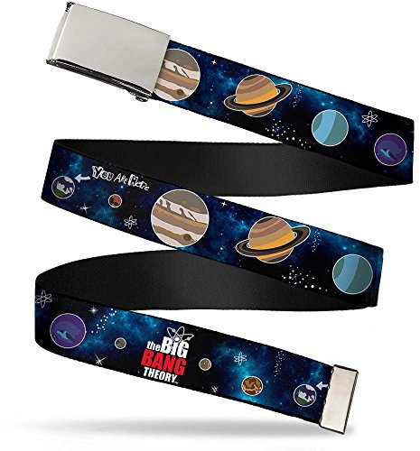 Buckle-Down Unisex-Erwachsene Web Belt 1.25 Grtel, The Big Bang Theory Planeten/Space, 3 cm Breit-Passt Oben-107 cm Pant Größe