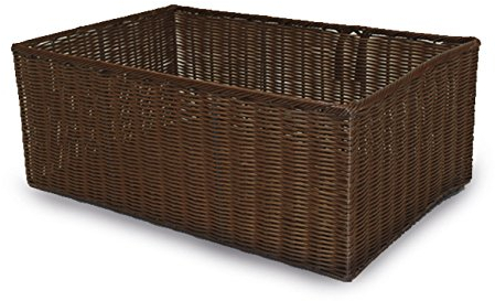 CESTA PLASTICO NOGAL. Bandeja de plástico imitación mimbre.Bandeja almacenaje y decoración (60x42x23 cm.)