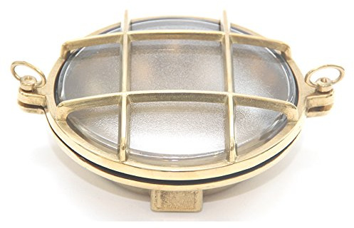 Foresti & Suardi – Rotonda Maritime lampada | nave lampada | in ottone lucido | Ø/215 mm | IP 54 | Attacco E27 (Vetro Trasparente) incl. Mare Team LED lampadina