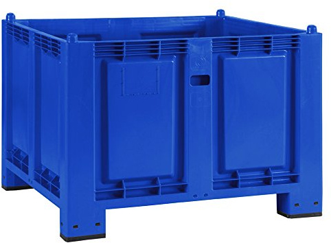 BRB Palettenbox mit 4 Füßen, LxBxH 1200x800x850 mm, blau, Boden/Wände geschlossen. Tragkraft 500 kg