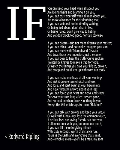 IF Poem Art Print IF Poem by Rudyard Kipling Art Print IF Poster If Poem Poster If Poem Print If Poem Wall Art If you can If by Kipling Poem (28cm x 36cm, Chalkboard Black)