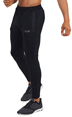 TCA Herren Rapid Quickdry enganliegende Jogging Hosen mit Reißverschlusstaschen - Anthrazit, S