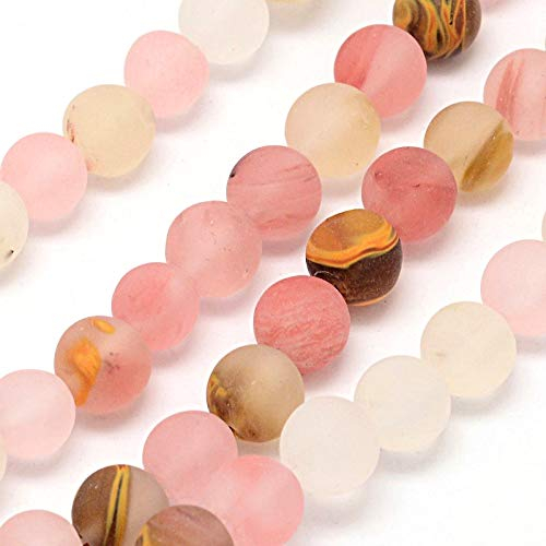 Tigerskin Kirsch Quarzglas Perlen Halbedelstein Mattiert Gefrostet Rund 4mm 6mm 8mm 10mm Grün Set Lose Schmuckstein Schmuckperlen Schmuckdesign Bastelzubehör Perlenkette (4mm, 25 Stück)