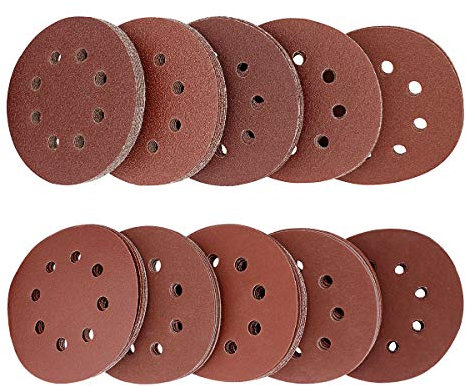 LESNIC 100pcs Sanding Discs, 125mm Sanding Discs Quick Change Discs Hook & Loop 10Pcs per Each 40/60/80/100/120/180/240/320/400/600 Grit Sandpaper Discs for Orbit Orbital Sanders