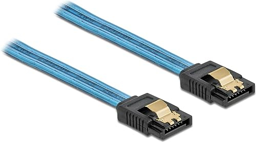 Delock SATA 6 Gb/s Kabel UV Leuchteffekt blau 50 cm