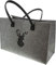 Dekoleidenschaft Handtasche aus Filz mit Motiv Hirsch, grau, stehend, Handtasche, Tragetasche, Damentasche 45x20x30 cm, Filztasche, Einkaufstasche, Umhängetasche groß