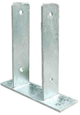Pfostenträger T Träger Bodenplatte feuerverzinkt für Holz-Pfosten Carport Zaunträger PROFISHOP-BREMEN (Gabelweite: 121 mm)