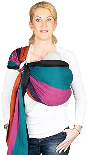 Hoppediz Ring-Sling, Baby-Tragetuch ab Geburt, 100 % schadstoffgeprüfte Baumwolle, Design Trageschule Hamburg
