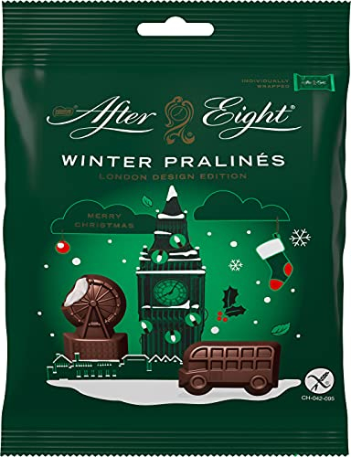 NESTLÉ AFTER EIGHT Winter Pralinés, Pralinen glutenfrei aus dunkler Schokolade, Schokoladenfiguren mit Minzfüllung, 1er Pack (1 x 65g)
