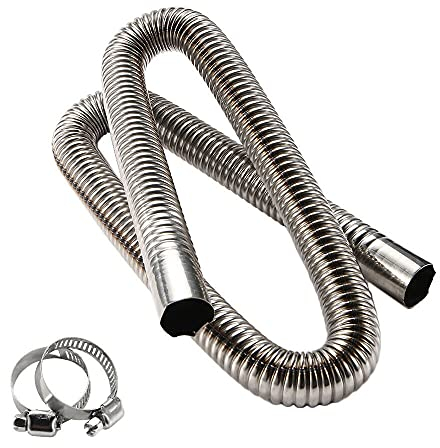 Paixuan 120 CM Abgasschlauch für Stromerzeuger,Auto Heizung Edelstahl Abgasrohr,mit Zwei Edelstahlklammern für Diesel Heizung