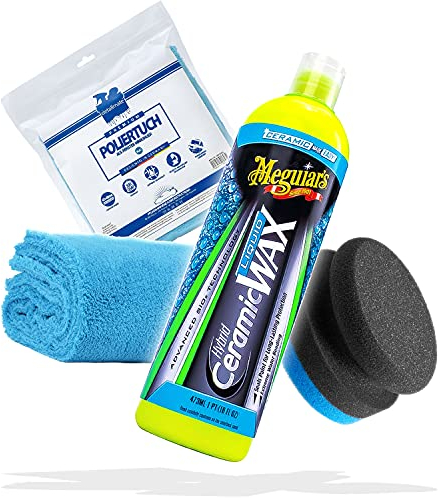 detailmate Auto Pflegeset für die optimale Handwäsche mit Meguiars Hybrid Ceramic Wax Liquid (Ceramic Liquid Wax Set)