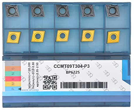 CDBP CNC Carbide Inserts Ccmt 32.51 Ccmt09T304 for Steel Turning Cutting Tools, fit for Semi-Finishing Metal Cutting, 10 PCS